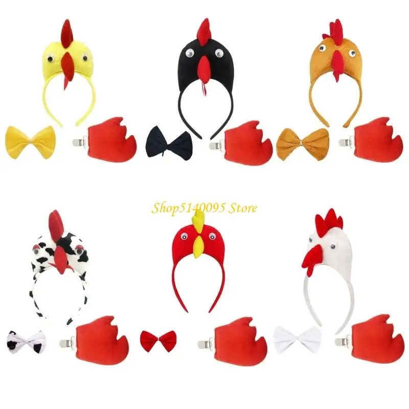 DXAE 3 stks Thanksgiving Turkije Kostuum Turkije Hoofdband Bowtie, Turkije Staart Cosplay Halloween Kostuums voor Volwassenen