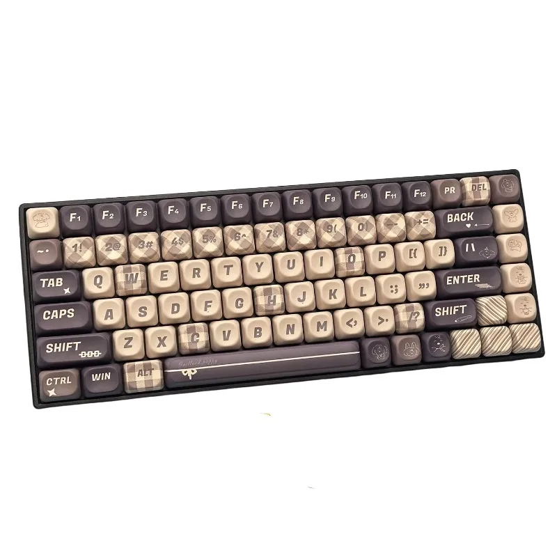 Maillard-Juego de teclas con tema de cachorro, accesorios de teclado mecánico, tapa de tecla de perfil de cereza, sublimación de cinco lados, PBT, café