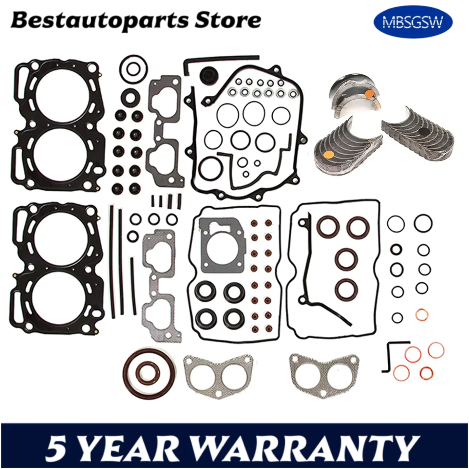 Auto Engine Parts Full Gasket Set Engine Bearing Kit For Subaru Legacy Impreza 2.5L EJ25 H4 GAS DOHC Turbocharged 1996-2014