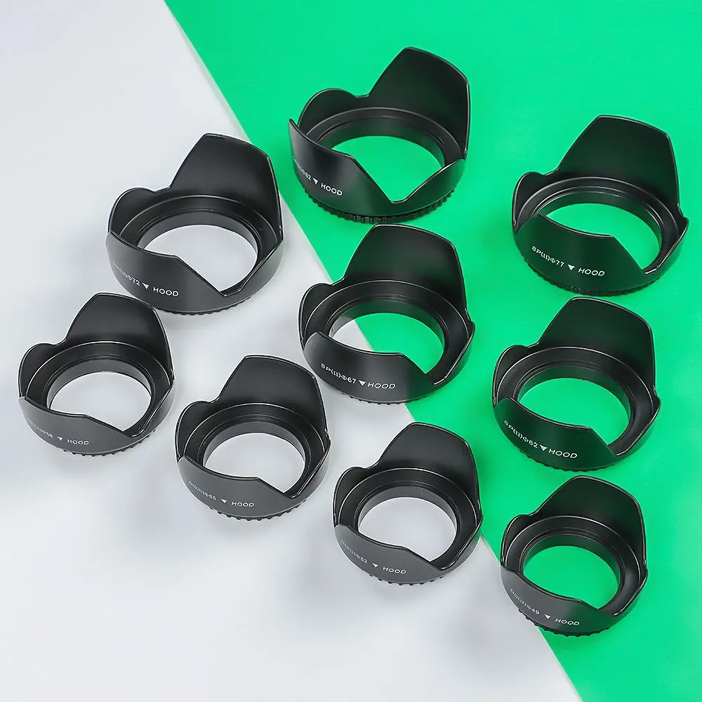 Screwed Sunshade Lens Hood For Nikon Canon Sony Fuji Olympus DSLR Camera 49mm 52mm 55mm 58mm 62mm 67mm 72mm 77mm 82mm