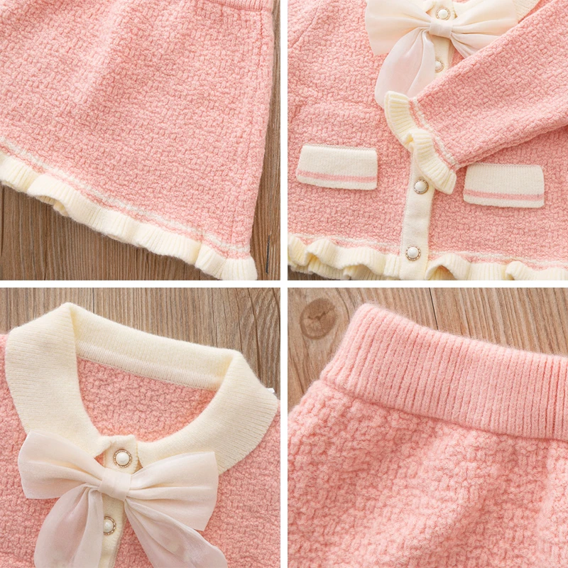 Spring Autumn Girls Clothing Sets Child New Fashion Knitted Sweater + Skirt 2Pcs Outfits Little Princess Baby Suit Birthday Gift