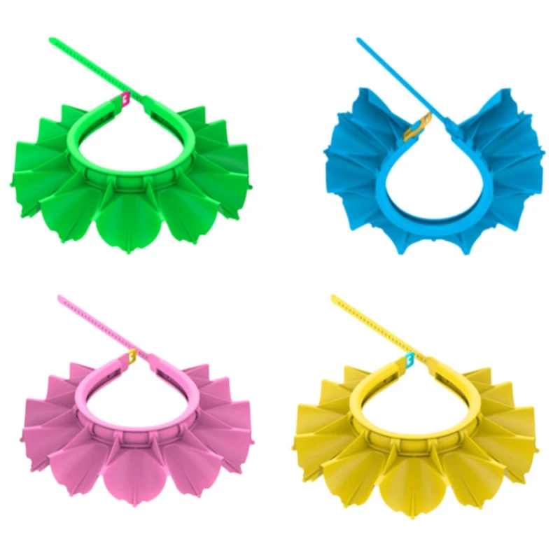 4 pezzi Cuffia per doccia per bambini Cappello da bagno per bambini in silicone Cuffia per doccia per bambini regolabile Cuffia per visiera di protezione morbida per neonati