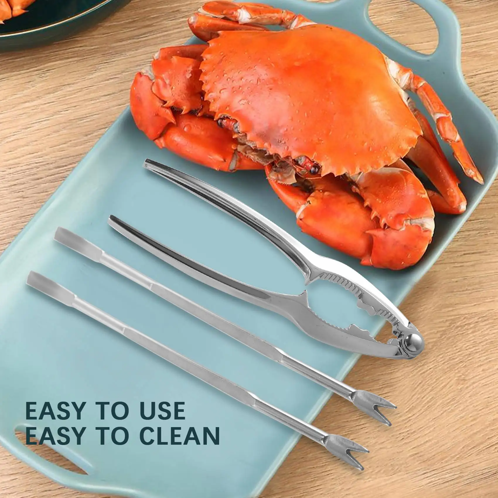NEW HOT In Stock-Seafood Tool Kit,Stainless Steel Crab Leg Cracker And Forks Nut Cracker Set Shellfish Sheller 12Pcs