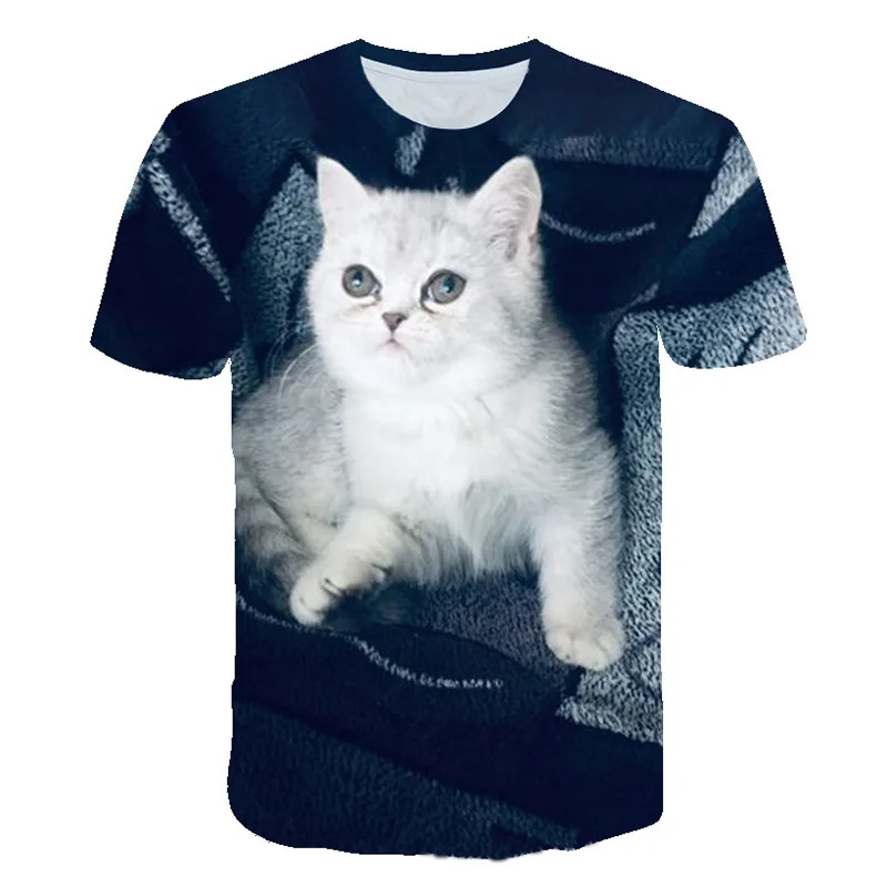 Pet Cats Dogs and Wolves Lion 3D Print Summer Tees Streetwear Crew Neck Short Sleeve Casual Oversized Men Women T-shirt Clothes