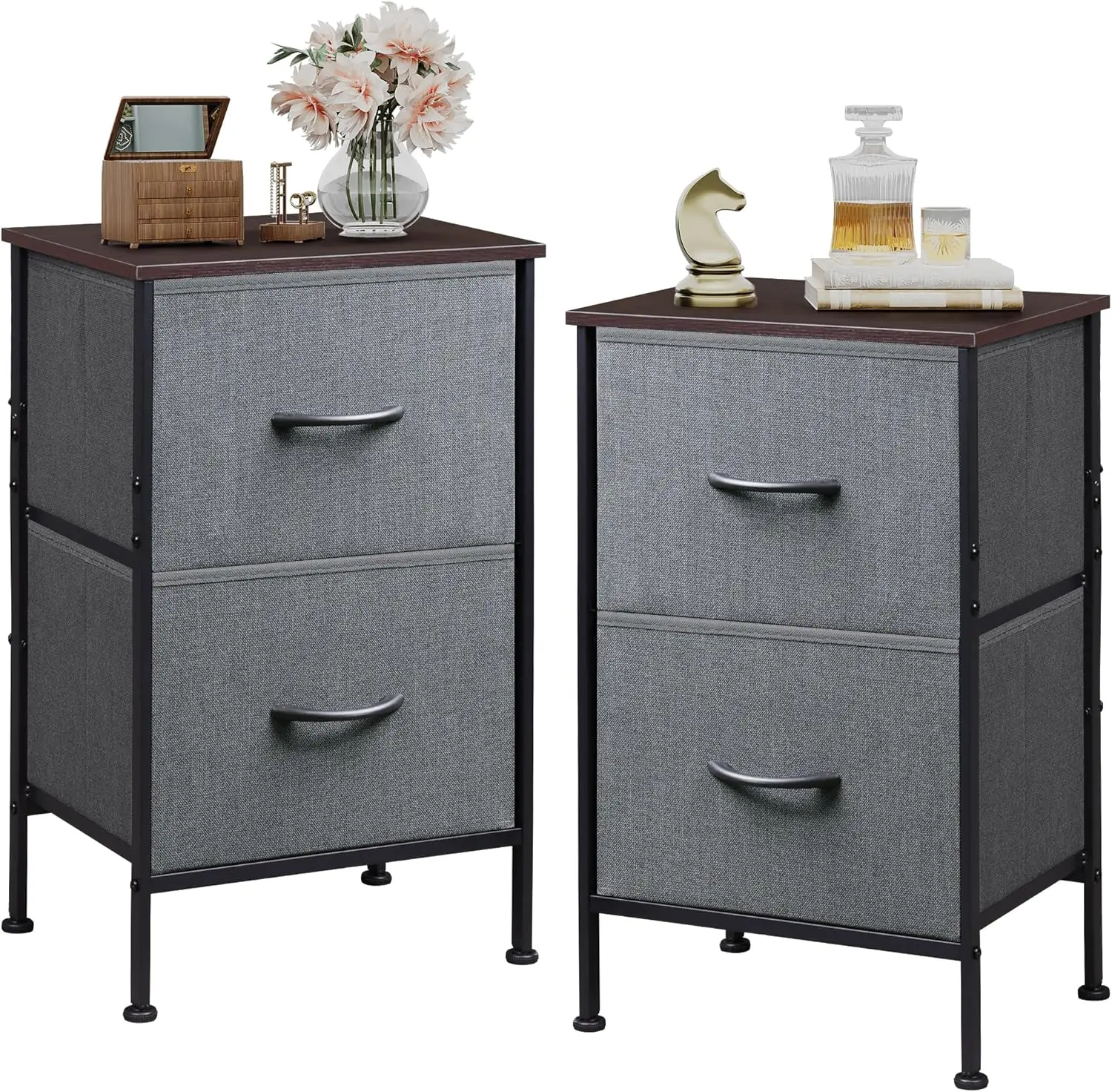 

Nightstand Set of 2, 2 Drawer Dresser for Bedroom, Small Dresser with 2 Drawers, Bedside Furniture, Night Stand, End Table