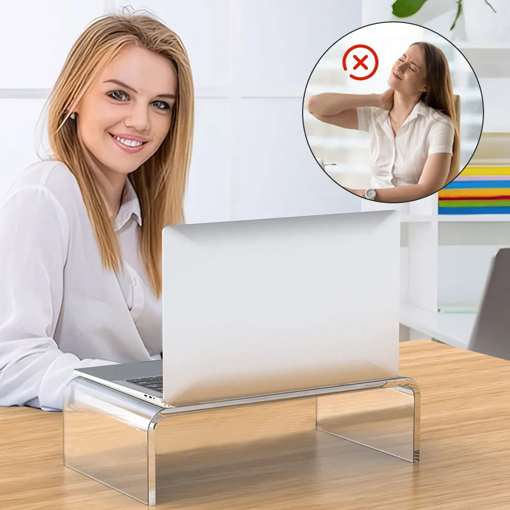 Acrylic Monitor Stand Clear Monitor Riser Desk Computer Stand Laptop/PC/Multimedia Monitor Stand Office Supplies