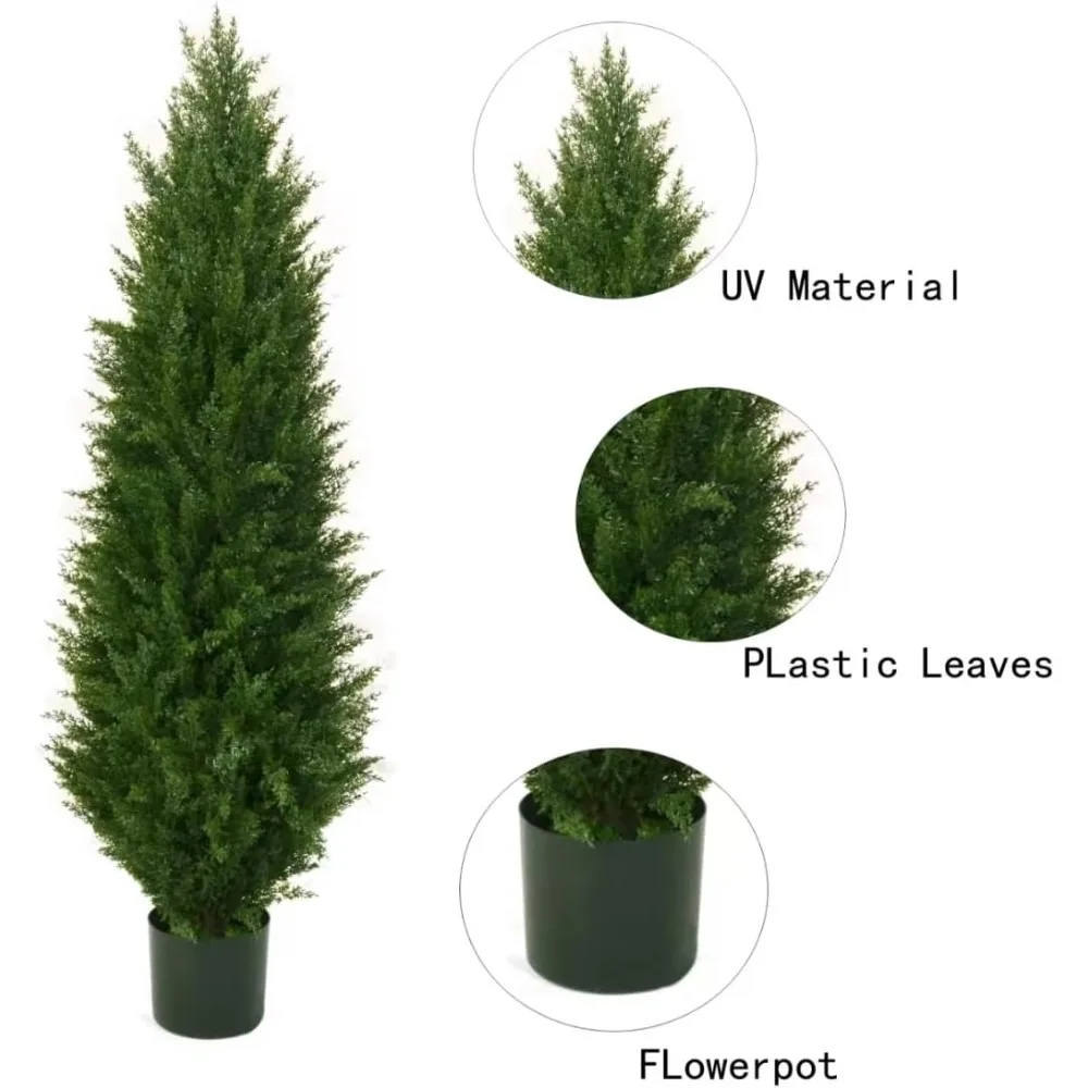 Artificial Cedar Topiary Tree Potted Plants UV Resistant Leaves Outdoor Artificial Shrub Home and Office Interior Decoration