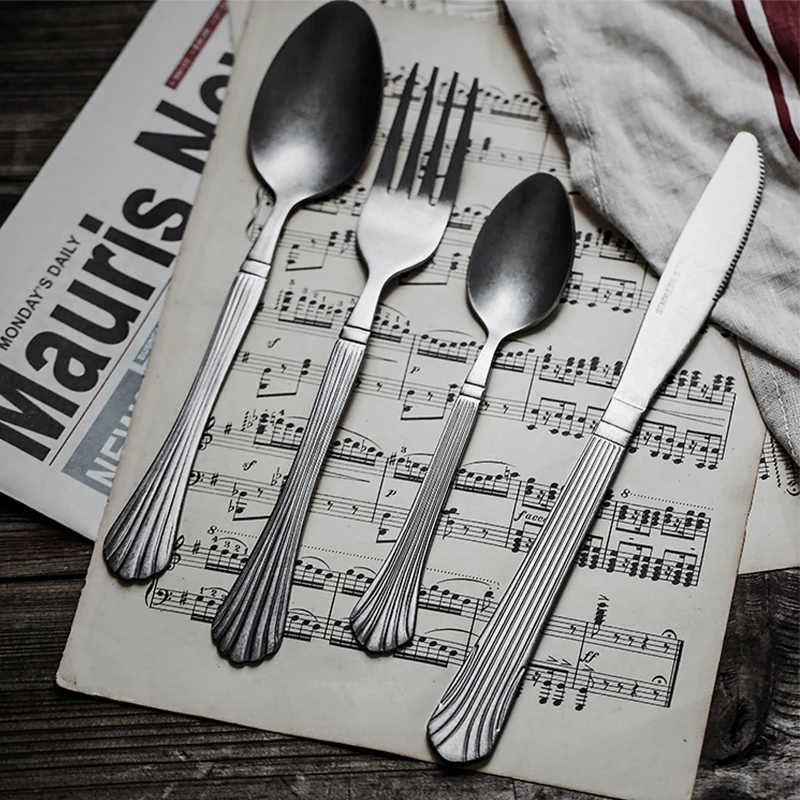 1 Pieces Vintage Tableware Spoon Knife Fork Table Shooting Old Style Coffee Spoons Photography Props Retro Kitchen Food Decor