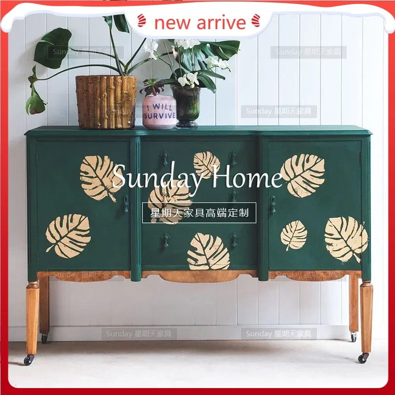 

SS ss7486 French retro painted entrance cabinet American retro chest cabinet Mediterranean locker