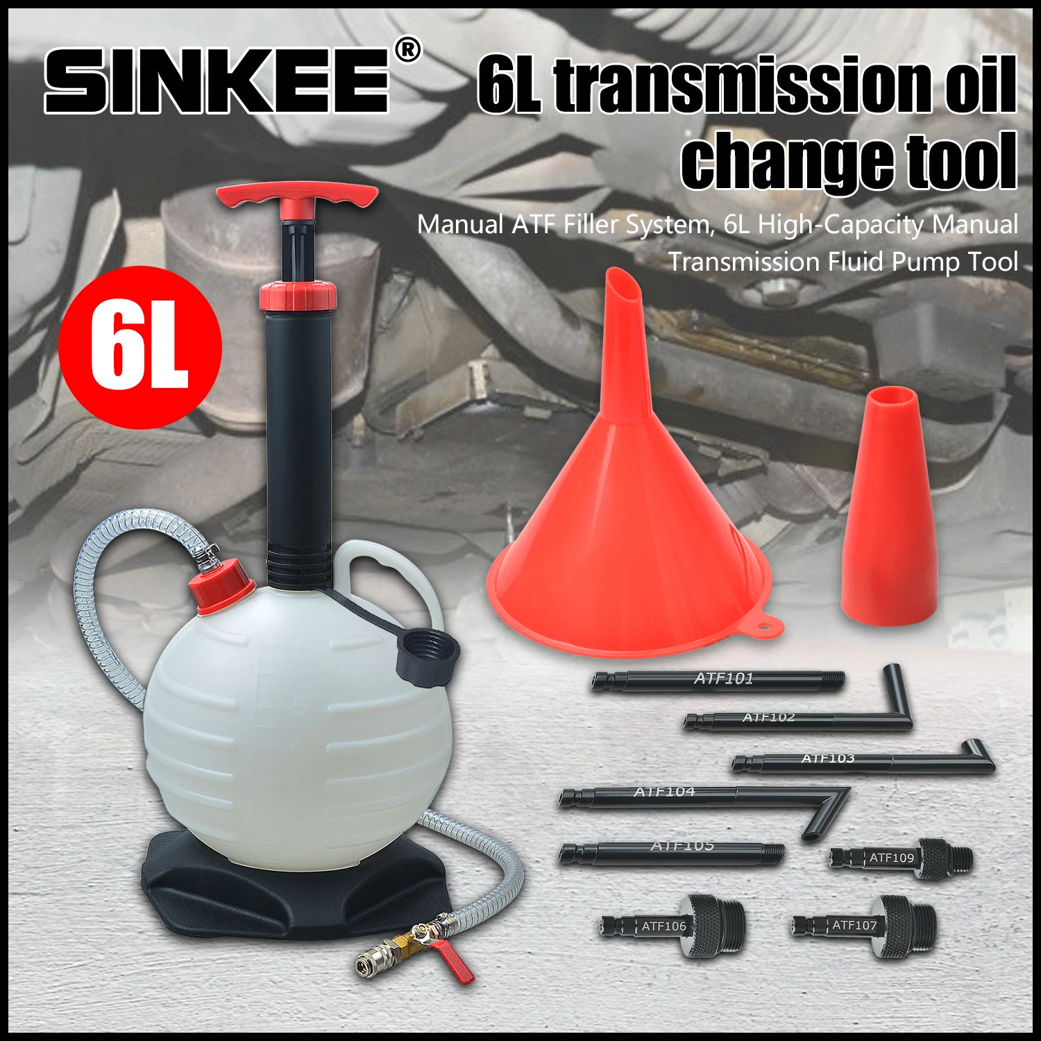 6L Vacuum Oil Extractor Pump Fluid Extractor Oil Change Pump Transmission Oil Filling System with Adapters