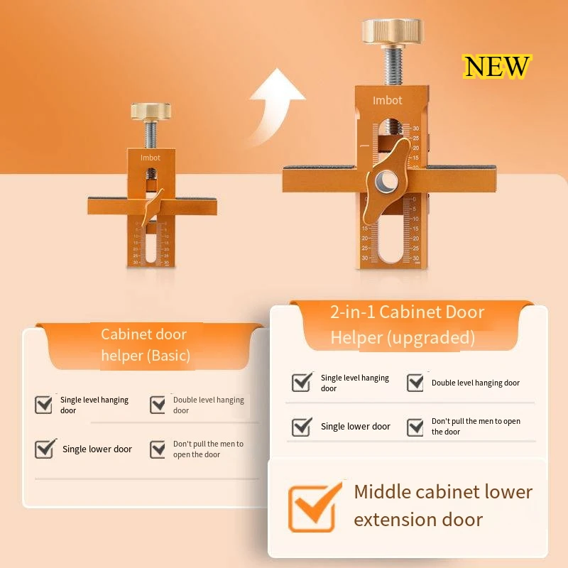 Woodworking Cabinet Door Installation Jig,Door Panel Installation Rebounding Device Drilling Tool 2 in 1 Quick Positioning Tool
