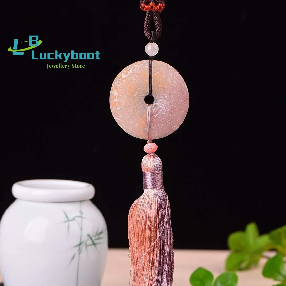 Natural Gold Silk Jade Antique Safe Car Detainer Hanger Simple and Personalized Fashion Versatile for Men and Women