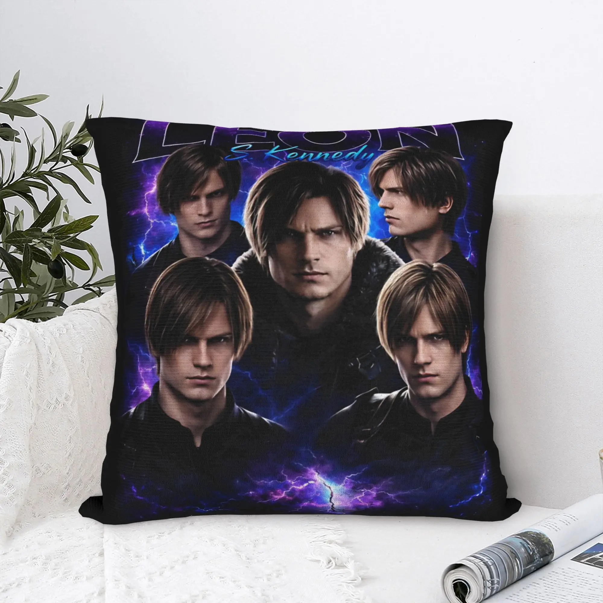 Residents Evils Leon Kennedy Poster Pillow Cover  Graphic Cushion Cover Kawaii Pillow Case For Office Car Home Decor