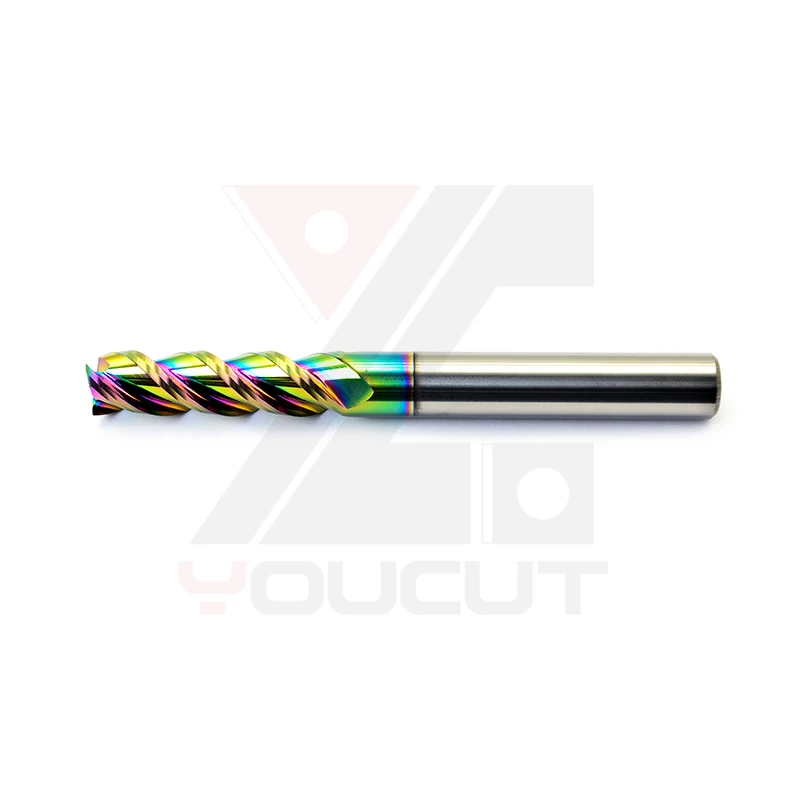 AE-14-100-3F 3-Flute DLC Coated Carbide End Mill HRC45/55/60 High-Feed Semi-Finishing Tool for Aluminum & Hardened Steel