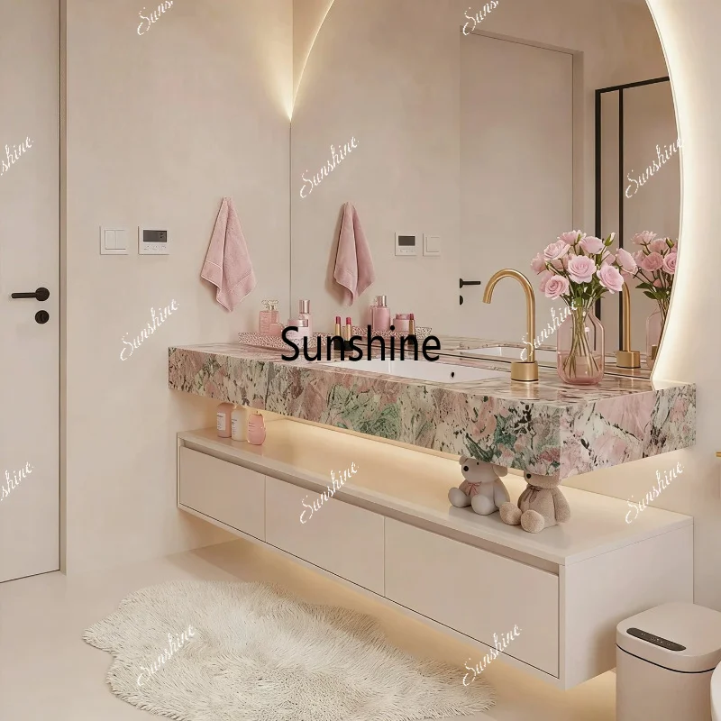 French cream wind, suspended wash basin, double-layer hotel wind bathroom and bathroom