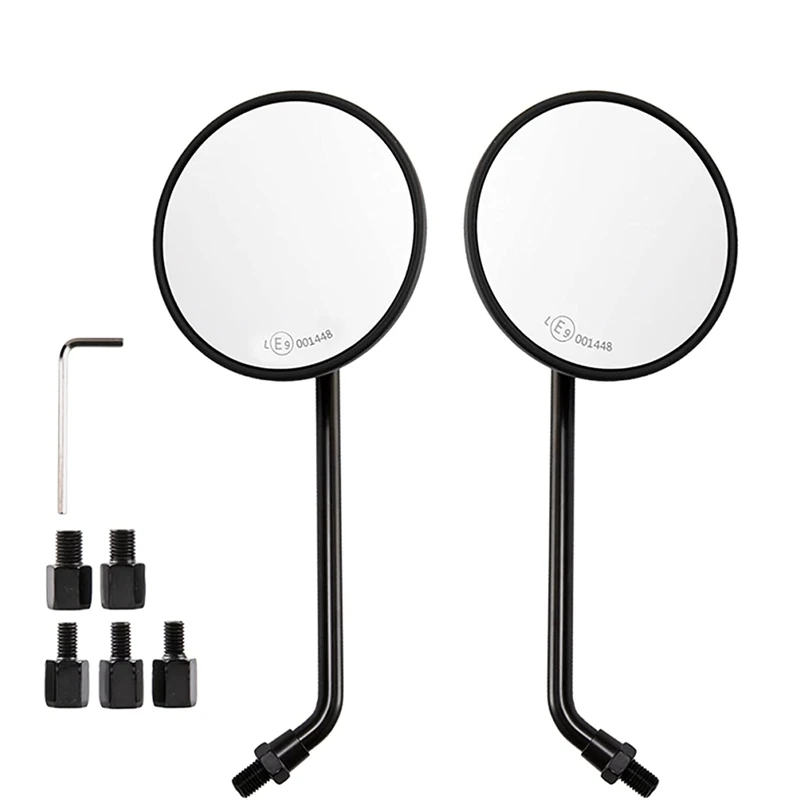 Universal Motorcycle Rearview Mirror 2pcs 10mm 8mm Circle Ellipse Iron Left/Right Side Mirror for Motorcycle Scooter