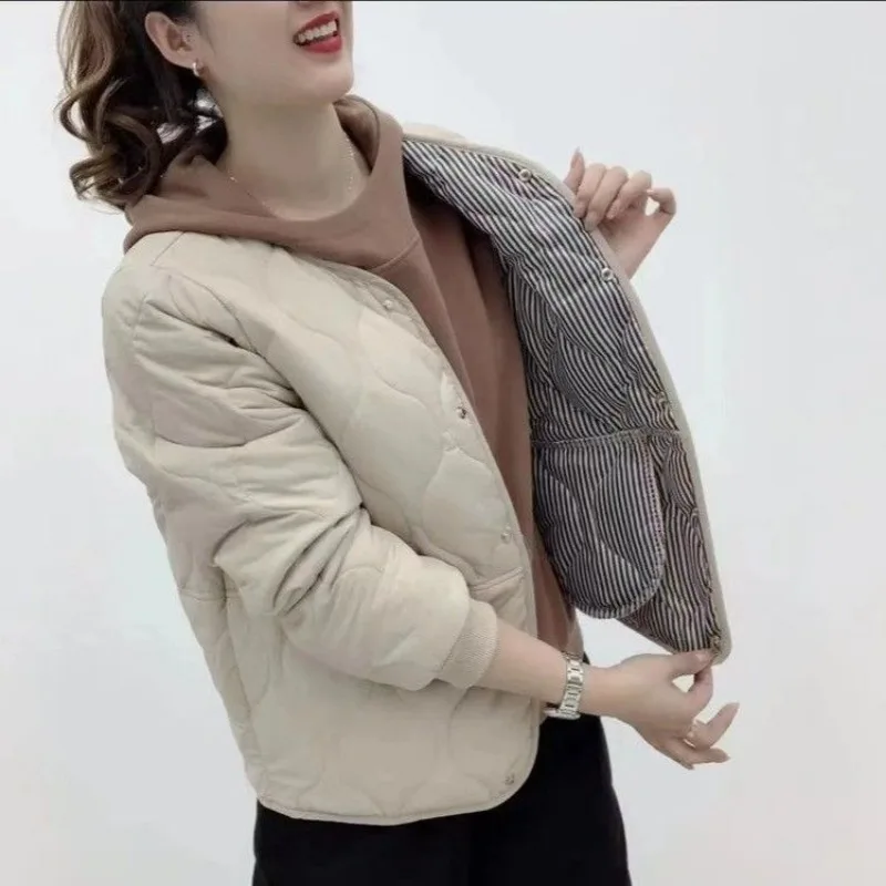 Petit manteau en coton frivole de style occidental, veste sans col, grande taille, tout match, vieillissement, nouveaux modèles d'automne et d'hiver