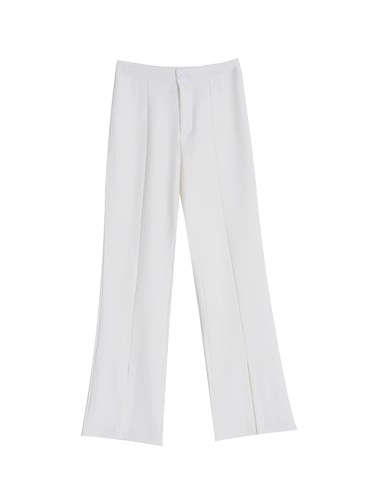 Pantaloni svasati pantaloni a vita alta da donna Slim Casual Chic a gamba larga con spacco pantaloni eleganti neri bianchi