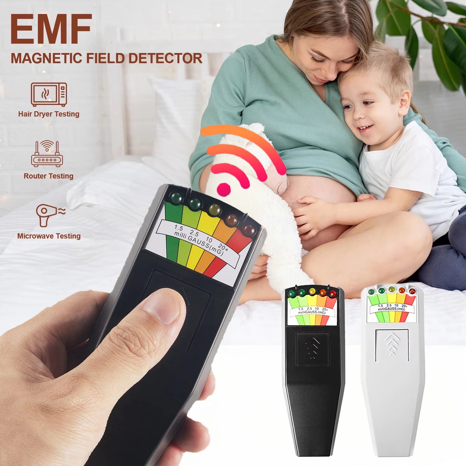 전자기장 방사선 테스터 EMF 리더 전자기 검출기 자기장 측정기 5 LED 표시기 가우스 미터 K2