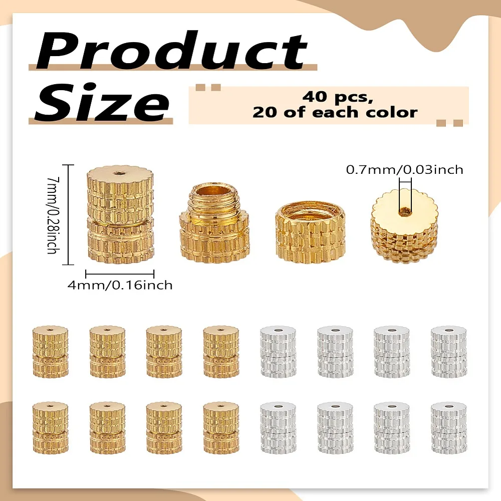 

1set 80pcs 2 colors Brass Screw Clasps for Necklaces Making Column 7x4mm Hole: 0.7mm 40pcs/color