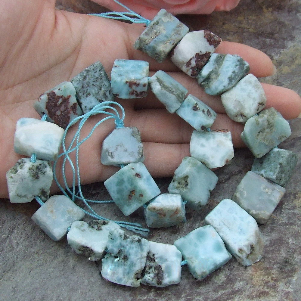 1 Strand 10x12mm Natural Larimar Nugget Stone Loose Beads