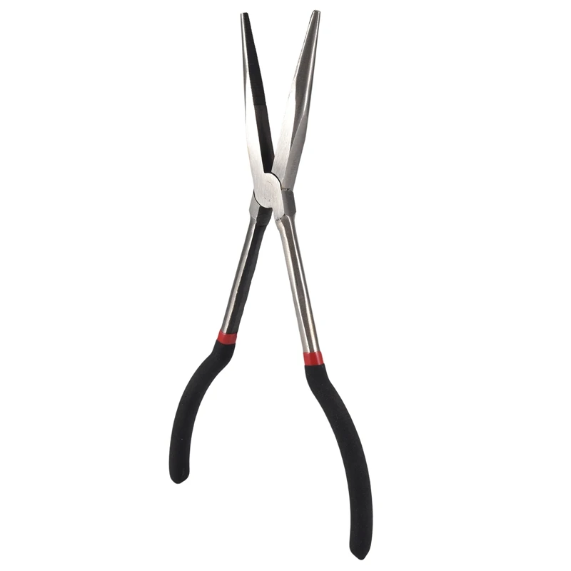 Hot Sale-3X 11 Inch EXTRA LONG NOSE PLIERS SET STRAIGHT & BENT TIP MECHANIC GRIP HAND TOOL