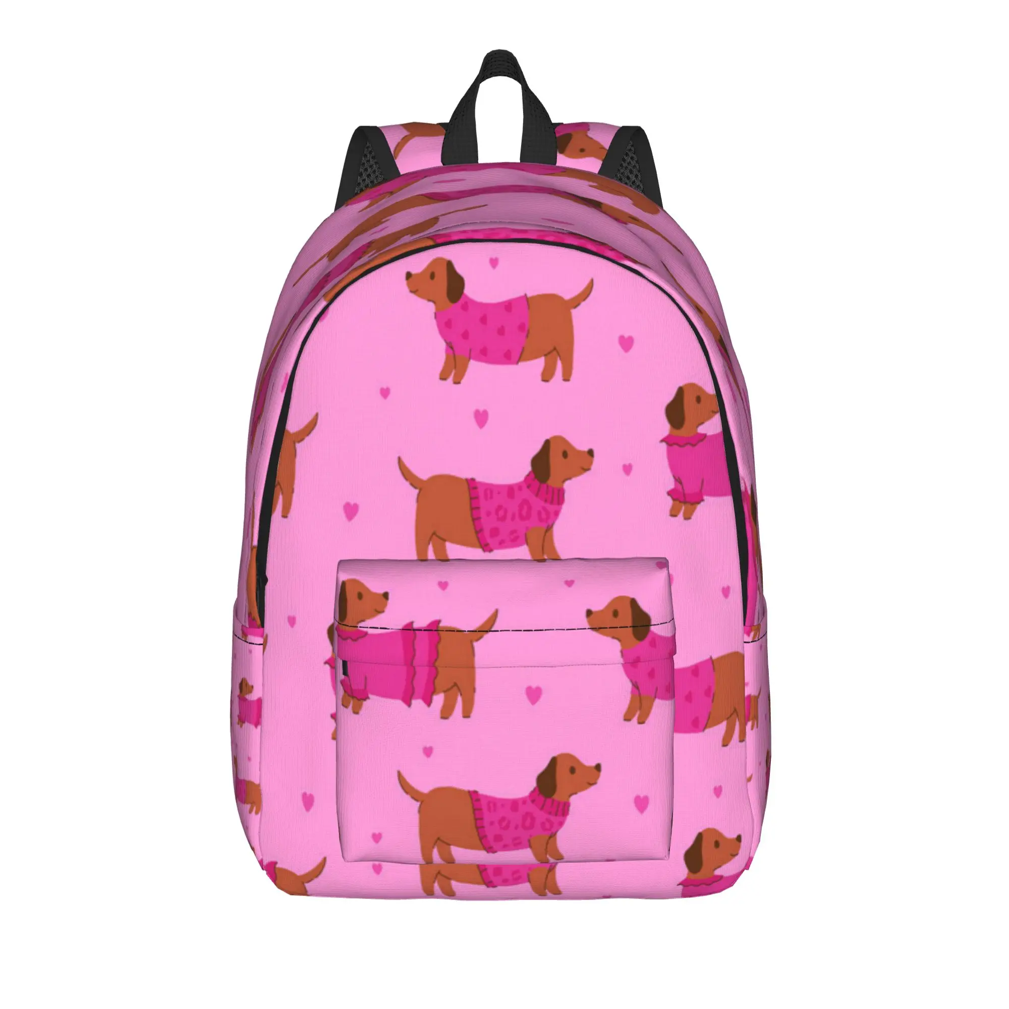 cute dachshunds in pink suits Backpack  Travel Backpacks Boy Stylish School Bags Design Pattern Rucksack