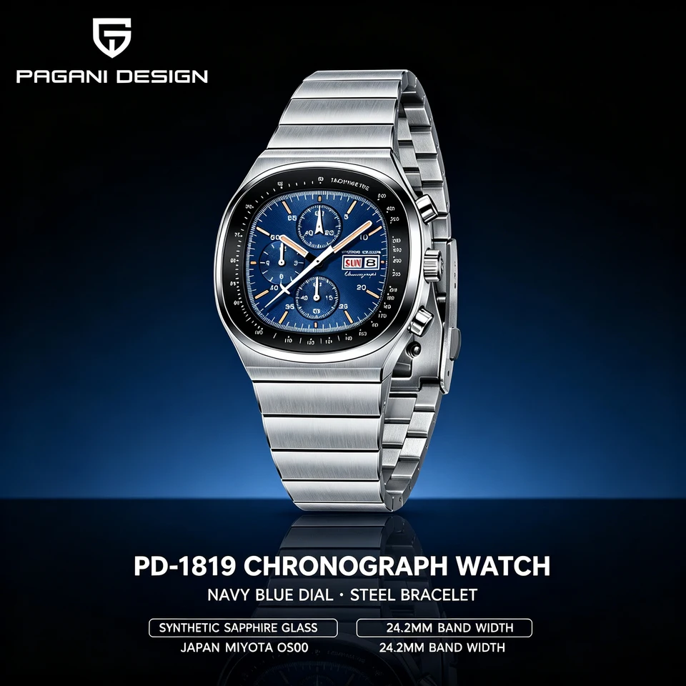 PAGANI DESIGN PD-1819 Men Chronograph Watch Japan Miyota OS000