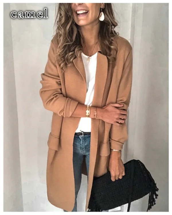 Hot Selling New Solid Color Long Sleeved Fake Pocket Casual Suit Jacket for Women