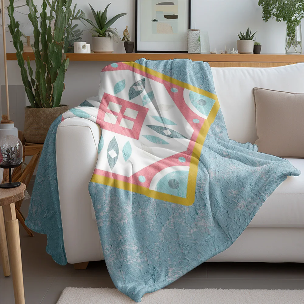 Decorative Abstract Floral Pattern Quilted Blanket Throw Sofa Bed Bedspread Home Textile Gift