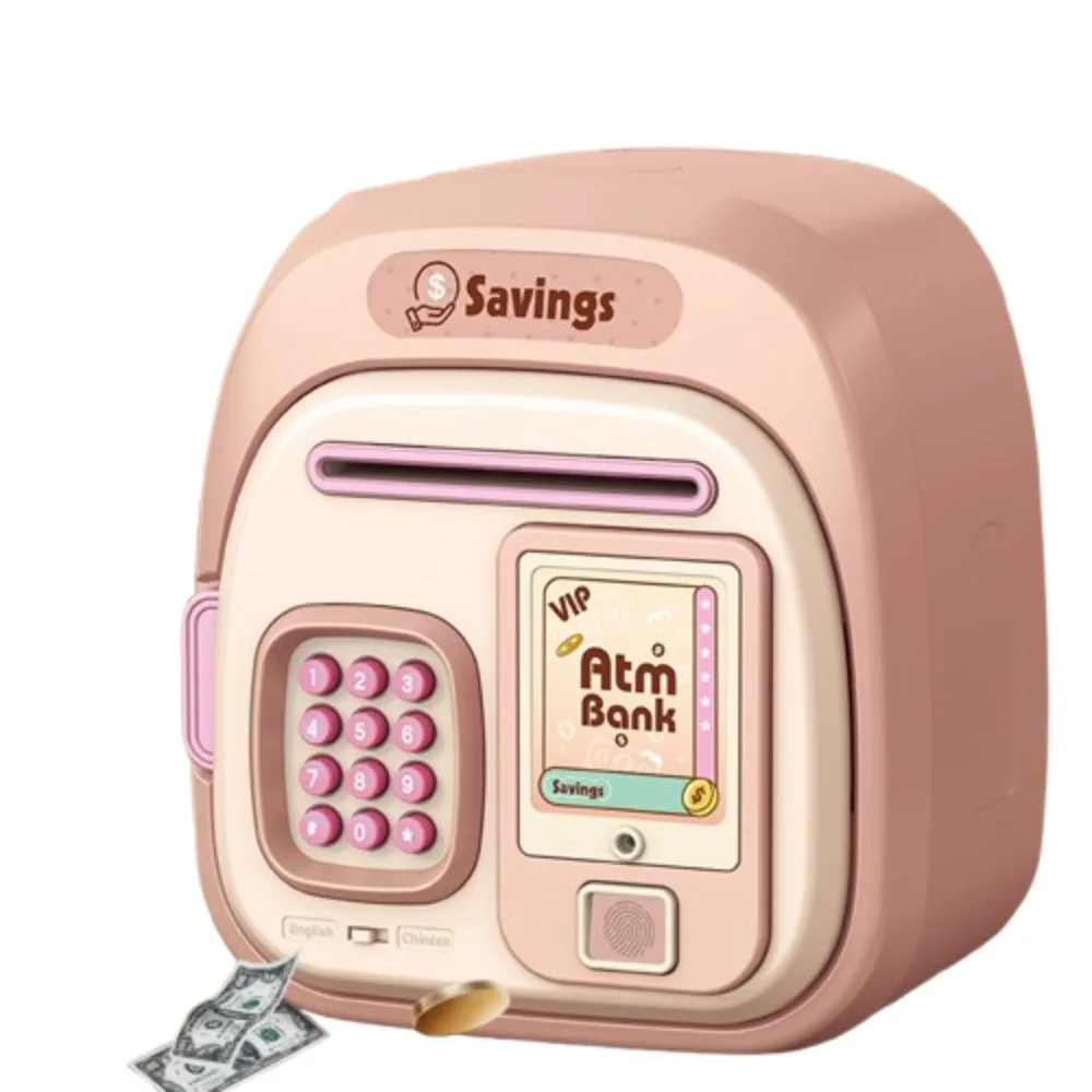 Serrure par mot de passe, enroulable automatique, banque d'épargne, boîte de rangement protégée par empreinte digitale, caissons d'argent pour enfants, rappel vocal de dessin animé