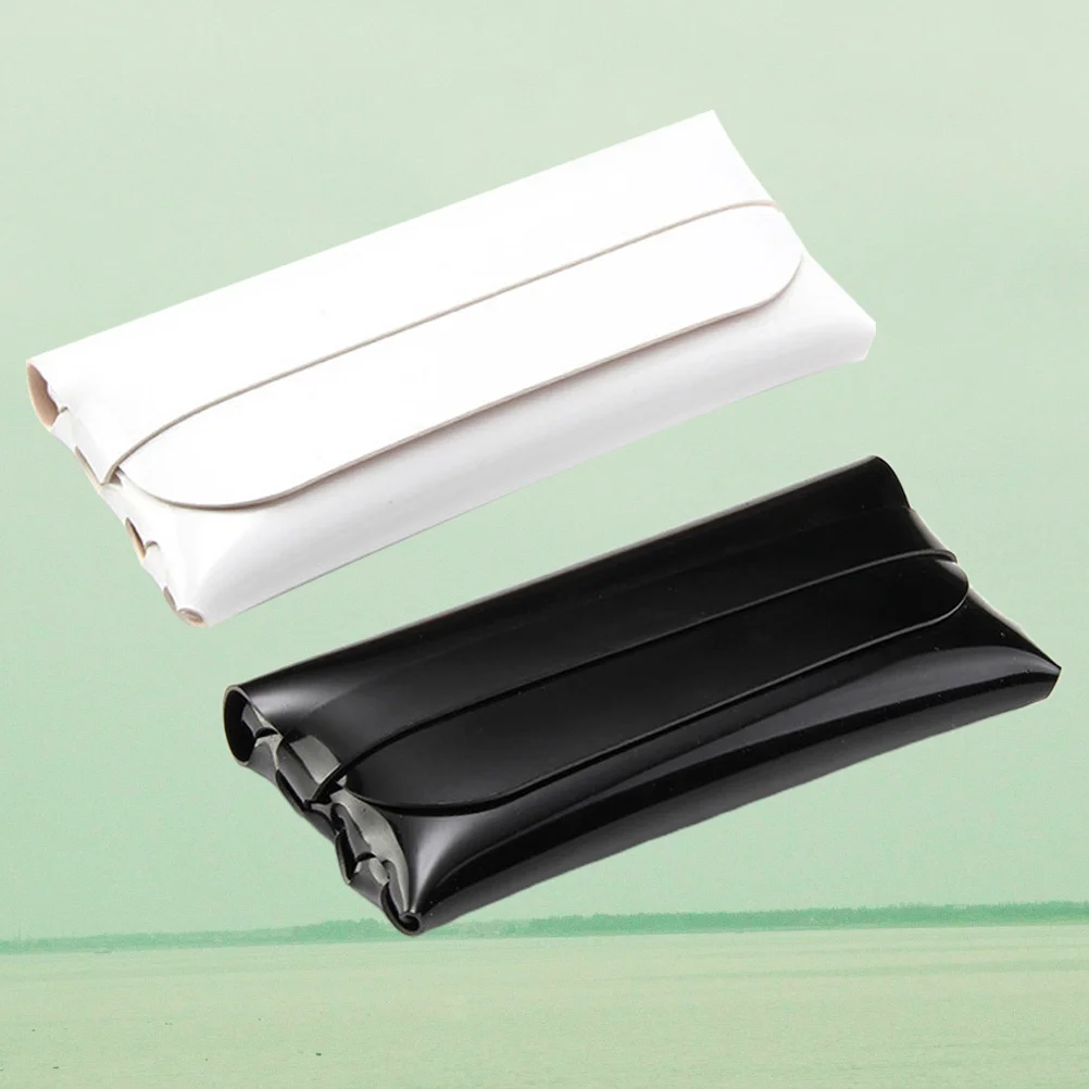 2 قطعة حافظة نظارات شمسية محمولة رفيعة صندوق تخزين النظارات أسود أبيض حامل حماية متين حافظة نظارات #1