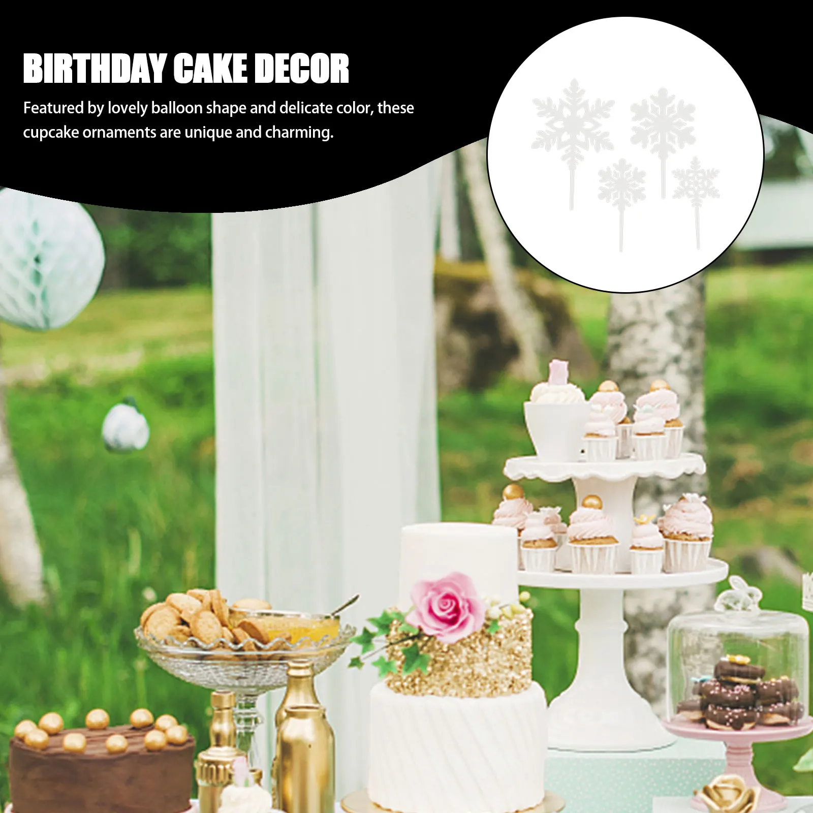 

24Pcs Cupcake Topper Snowflake Cake Inserts Acrylic Cake Picks Christmas Party Decorations Dessert Ornament for Birthday