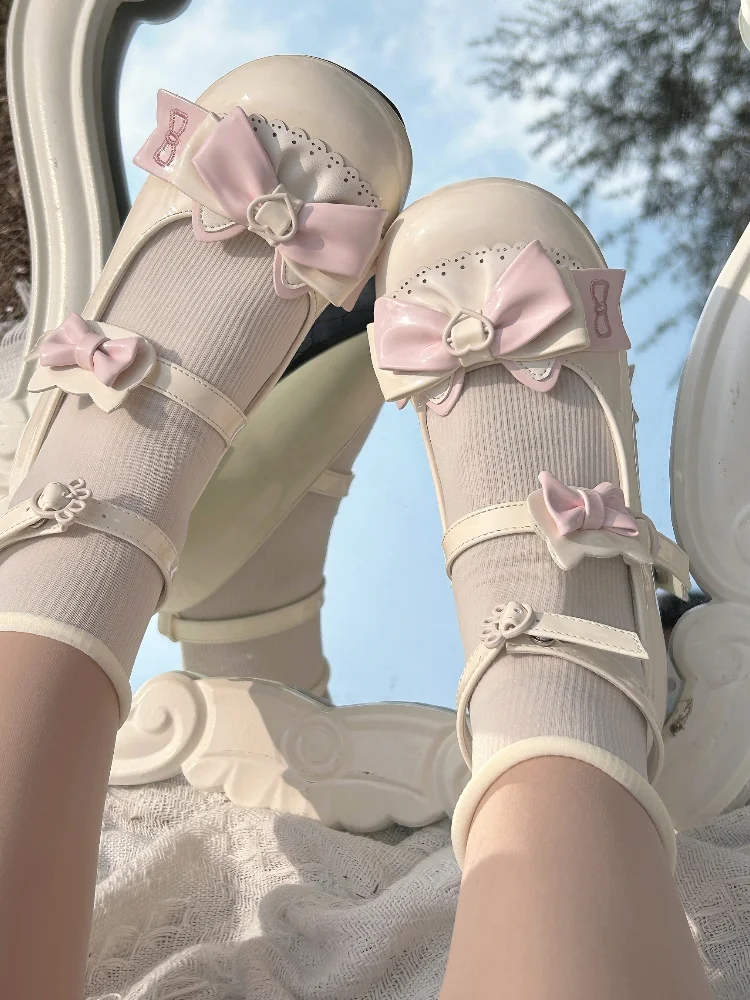 Sweet Girl Original Round Head Cute Lolita Shoes Low Heel 1.5cm Kawaii Loli Tea Party Single Shoes