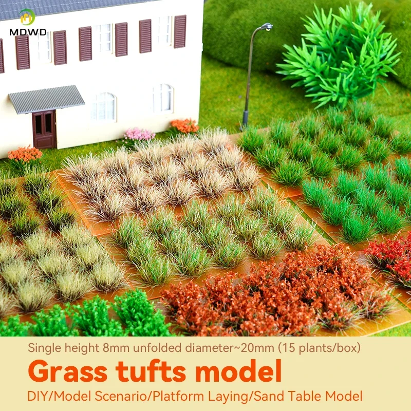 15pcs 8mm 10mm Miniature Flower Ho Diy Model Making Grass Tuft Cluster Garden Decoration Military Scene Materials for Diorama