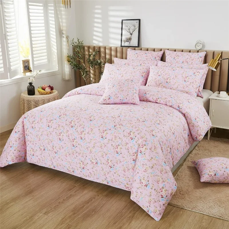 Duvet Cover Set Cotton Girls Bedding with Hidden Zipper Closure 3 Pieces, 1duvet Cover & 2pillowcases