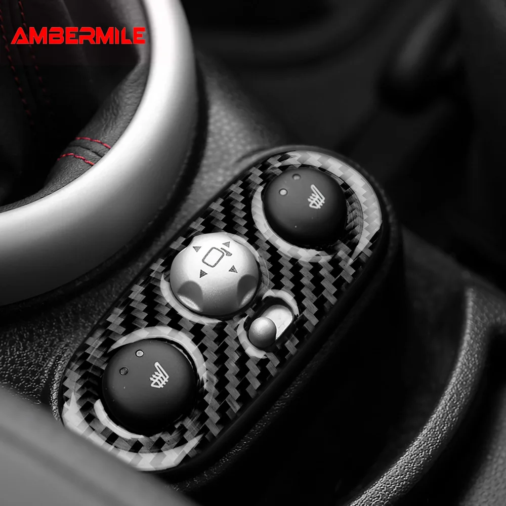 

For Mini Cooper R50 R53 2001-2006 Seat Heating Button Frame Cover Real 3D Soft Carbon Fiber Sticker Car Interior Upgrade Kit