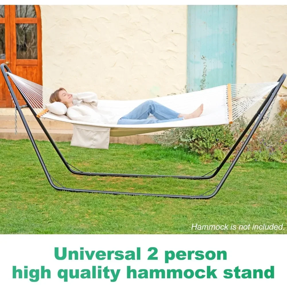 Universal 2 Person Hammock Stand Only, 600 lbs Capacity, Adjustable Heavy Duty Powder-Coated Stand, Fits 9ft to 14ft Hammocks