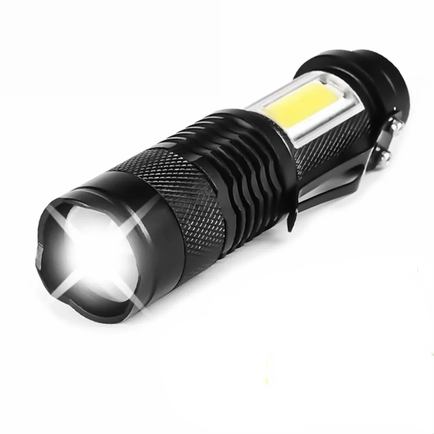 Nuova torcia a luce forte con mini zoom COB impermeabile ultra luminosa Q5: torcia compatta, resistente e versatile per avventure all'aria aperta