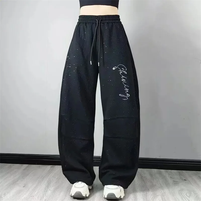 Autumn Feminine Trend Bent Knife Pantalons Winter Women Fashion Sparkling Thicken Trousers Korean Ladies High Waist Casual Pants