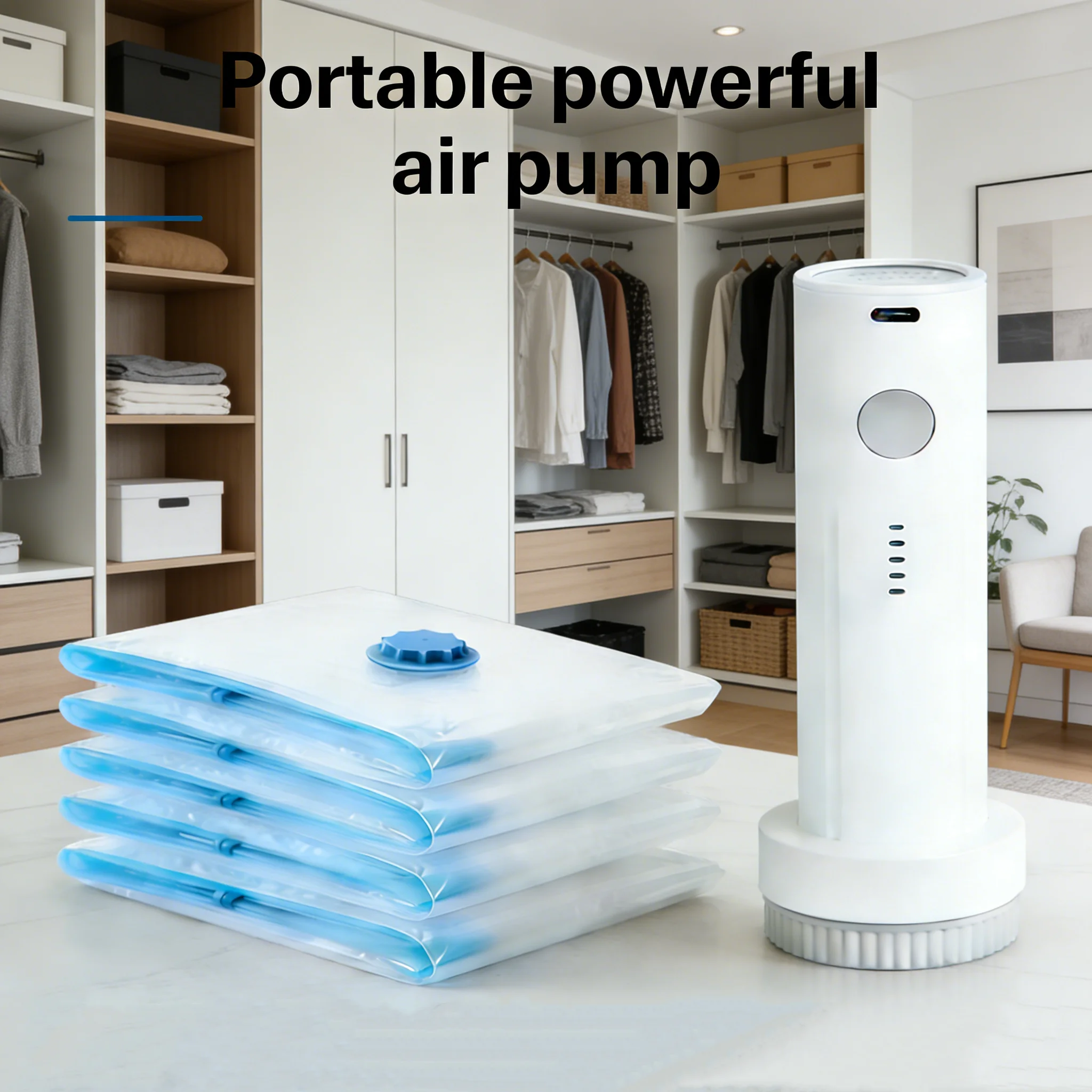 Electric Vacuum Pump for Storage Bags Portable Air Compressor Clothes Blanket Space Saving Home Travel Storage Bag