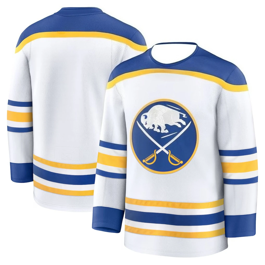 Hockey Jersey - White with Blue/Yellow Accents Classic Bison