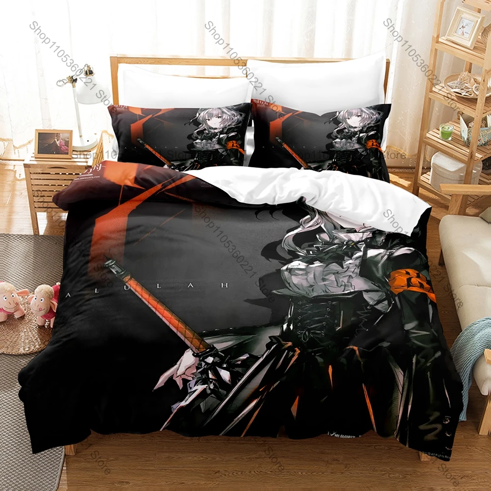 Cool Cool Arknights Skadi Exusiai Poster Print Duvet Cover Set With 2 Pillowcases Popular Tactical Anime Home Textile