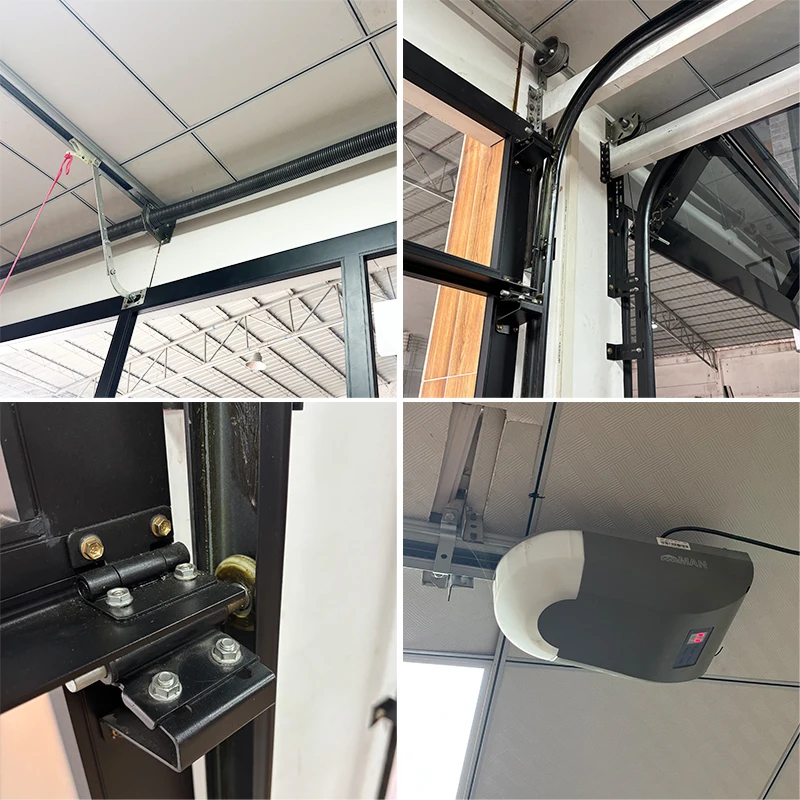 Fabricantes chinos, venta al por mayor, control remoto segmentado, puerta de garaje de vidrio con espejo de aluminio sin marco, barata