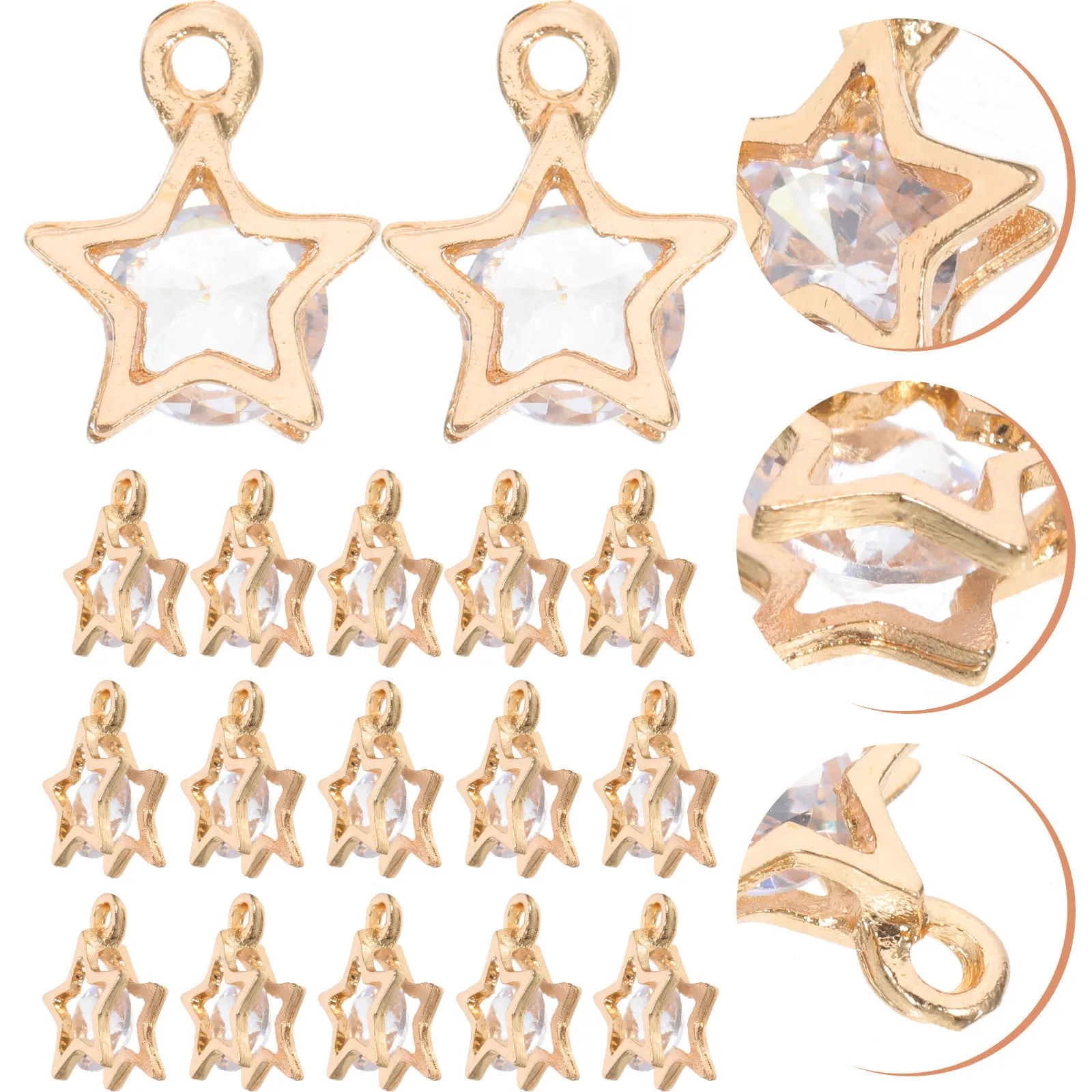 

50Pcs Cubic Zirconia Charms for Jewelry Making Premium Alloy DIY Necklace Bracelet Earring Pendant Supplies Zirconia Charms