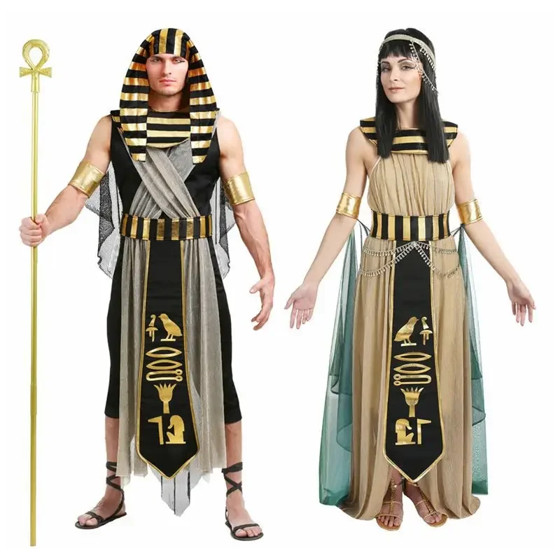أزياء الفرعون المصري القديم للزوجين الآلهة اليونانية الملكة أزياء الهالوين التأثيرية للاستخدام الخاص ملابس عصرية جديدة