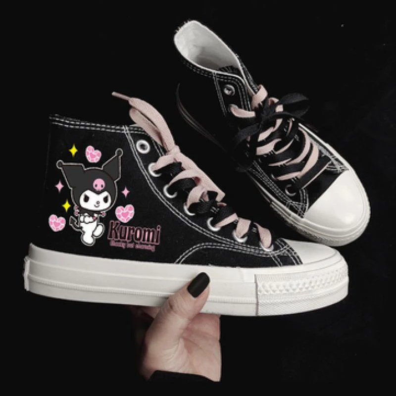 Sanrio Kawaii Kuromi High-top Canvas Shoes Anime Cartoon Lovely Fashionable Exquisite Comfortable Good Looking Students Sneakers