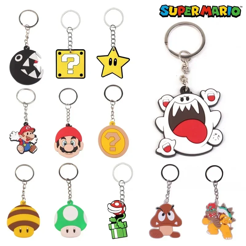 Super Mario Bros Keychain Anime Backpack Pendant Luigi Cartoon Game Cute Car Key Ring DIY Toy Bag Decoration Charms Small Gifts