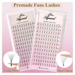 AGUUD 3D 4D 5D 6D Premade Volume Fans Short Stem Russian Volume Eyelash Extensions Soft Natural Long Stem Makeup Individual Lash