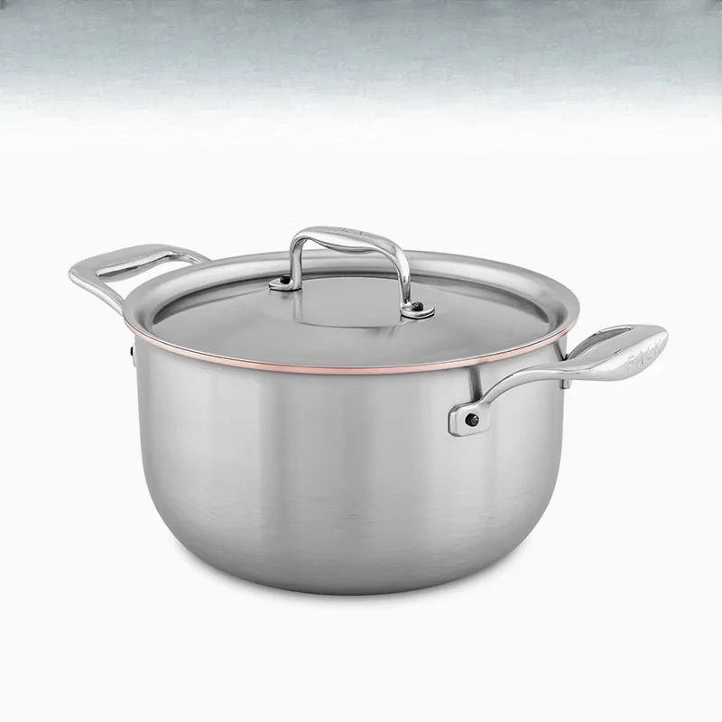 Three-layer copper core stainless steel saucepan, binaural soup pot, porridge, gas induction cooker
